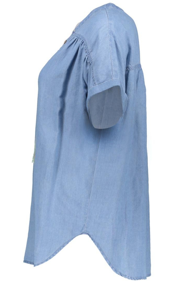 DENIM TOP MET SIERKOORD 53001 10 STONEBLEACH DENIM